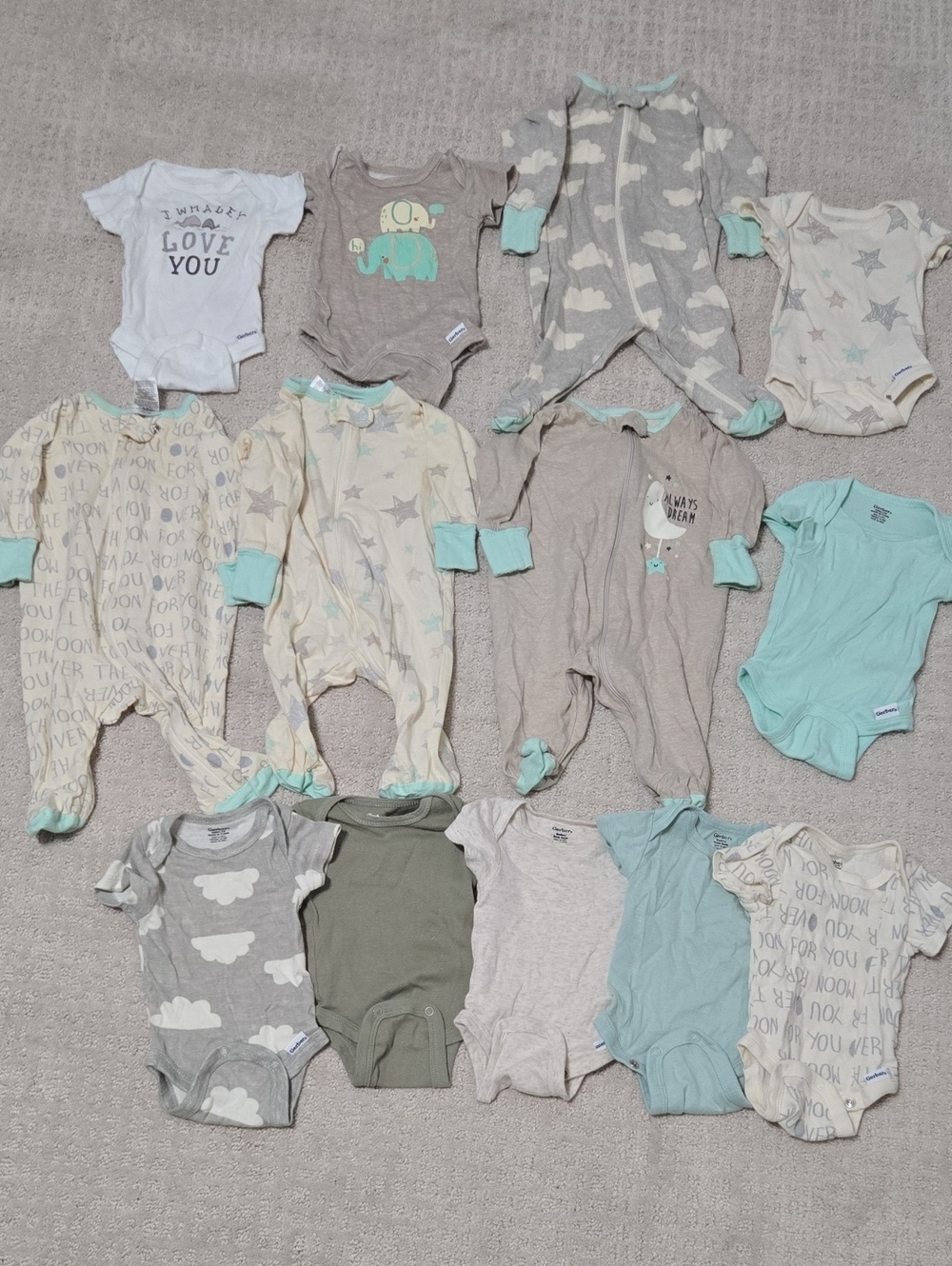 Gerber Baby One-Piece Bodysuit & Footed Sleepers Set- Newborn